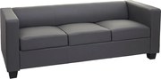 Sofa 3-osobowa Lille,  imitacja skóry, ciemnoszary
