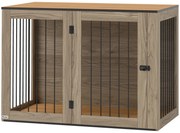 PawHut Klatka dla psa, meblo-klatka dla dużych psów, buda, Indoor, 106 x 60 x 76 cm, dąb