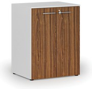 Szafa biurowa z drzwiami PRIMO WHITE, 2 półki, 800 x 640 x 1027 mm, biały/orzech