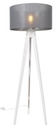 Nowoczesna lampa podłogowa na trójnogu biała z szarym kloszem 50 cm - Tripod Classic Nowoczesny Oswietlenie wewnetrzne