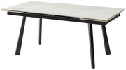 Stół do jadalni rozkładany dla 6 do 10 osób z ceramiki i metalu - Efekt białego marmuru i czarny - MARVENA