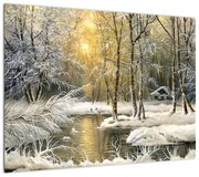 Obraz - Domek w lesie, obraz olejny (70x50 cm)