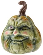 Dekoracja jesienna Dynia z twarzą, 13 x 16 cm, zielony, ceramika