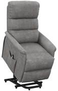 HOMCOM Fotel relaksacyjny z funkcją wstawania regulowane oparcie i podnóżek do 120 kg szary 66x90x96 cm | Aosom PL