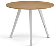 Stolik kawowy PRIMO ZEN, średnica 100 cm, biała podstawa, buk