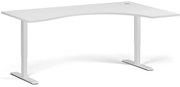 Ergonomiczne biurko z regulacją wysokości, 180x120 cm, 2 silniki, L/P, biała podstawa, biały