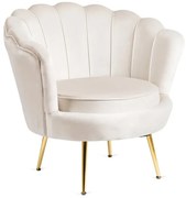 Kremowy welurowy fotel muszelka W4-H27