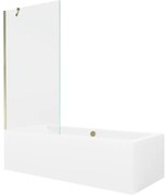 Mexen Cube wanna prostokątna 170 x 80 cm z obudową i parawanem 1-skrzydłowym 90 cm, transparent, złoty - 550517080X9509000050