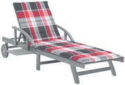 Leżanka ogrodowa w czerwoną kratkę G4-A47
