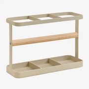 Organizer Na Przybory Kuchenne Z Żelaza I Drewna Kauczukowego Celine Kremowa Tapioca - Sklum