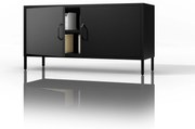 Szafka RTV metalowa na nóżkach czarna, 1150x595x400 mm: ROSA Modern
