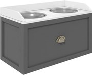 PawHut Stacja karmienia Podwyższone Miseczki 1 Przechowywanie 2 Miseczki ze stali nierdzewnej, 60 x 30 x 42 cm, Biały