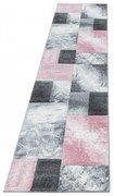 Dywan nowoczesny Hawaii Kwadraty różowo-szare 80 cm x 300 cm