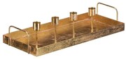 Metalowy świecznik na 4 stożkowe świece,prostokątny, złoty, 36 x 16 x 7 cm