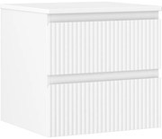Mexen Rivel szafka łazienkowa podumywalkowa 50 cm z blatem, 2 szuflady, ryflowana , biała mat - 91A20-05047-2-BFFC01