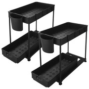 Dwuwarstwowa stojak organizacyjny pod zlew 2 szt. - czarny