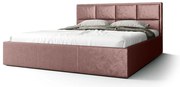 Łóżko tapicerowane Ottava z pojemnikiem malinowe, welur
