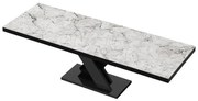 Stół rozkładany XENON LUX 160(256)x89 biały marmur venatino/czarny połysk HUBERTUS