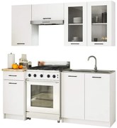 Komplet białych mebli kuchennych z witryną 180 cm D2-P80