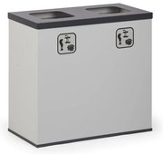 Wewnętrzny kosz do segregacji śmieci, 2x 50 l, uchwyt na worek, szary/czarny