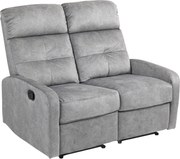 HOMCOM Relaksacyjny fotel dwuosobowy z regulacją oparcia i podnóżkiem, do salonu, z tkaninowym obiciem, Szary