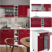 Pojedyncza kuchnia czerwony wysoki połysk/biały 160x60x81.6 r-line