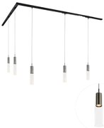 Nowoczesny system oświetlenia szynowego z 5 lampami wiszącymi w kolorze ciemnoszarym, jednofazowy - Iconic Lloyd Nowoczesny Oswietlenie wewnetrzne