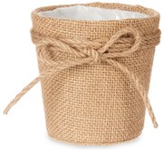 Osłonka na doniczkę pleciona z jutową kokardą, Ø 10 cm