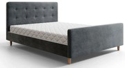 Ciemnoszare łóżko welurowe 5 rozmiarów D7-L74