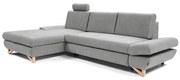 Rozkładany narożnik tapicerowany AVESTA, lewy, z pojemnikiem, w kształcie L, szary