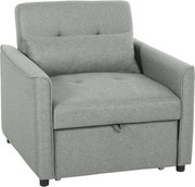 HOMCOM 3-w-1 Fotel z Funkcją Łóżka, Rozkładany Fotel Sofa z Regulowanym Oparciem, Szary | Aosom PL