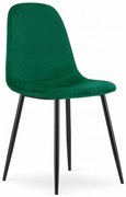 Ciemnozielone aksamitne krzesło COMO z czarnymi nogami