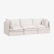 Sofa Modułowy 3-częściowy Z Lnu I Bawełny Grace Tkaniny Distressed White - Sklum