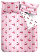Biało-różowa pościel dwuosobowa 230x220 cm Disco Cherries Stripes – Catherine Lansfield