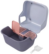 PawHut Kuweta dla kota z pokrywą i łopatką, łatwa w czyszczeniu, zamykana, Fioletowa