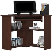 Narożne małe biurko biurowe z półkami pod komputer wenge P0-T64
