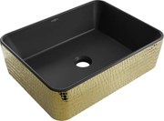 Mexen Catia umywalka nablatowa 48 x 37 cm, czarna mat/złota wzór łuski - 21314878
