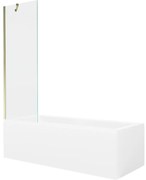 Mexen Cubik wanna prostokątna 150 x 70 cm z obudową i parawanem 1-skrzydłowym 60 cm, transparent, złoty - 550315070X9506000050