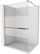 Mexen Kioto+ ścianka prysznicowa z półką Walk-in 70 x 200 cm, transparent/szron, różowe złoto - 800-070-121-60-35