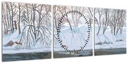 Obraz - Lis w zimowym krajobrazie (z zegarem) (90x30 cm)