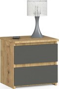 Szafka nocna AKORD CL2 Dąb Artisan 40 cm 2 szuflady kolor Grafit Szary mat 40x35x40 cm