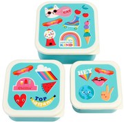 Turkusowe pojemniki śniadaniowe dla dzieci 3 szt. Top Banana – Rex London