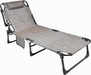 Składany leżak, szary, wymiary: 189,5 x 58,5 x 33,5 cm