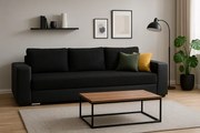 Modna sofa z funkcją spania i pojemnikiem - KAMILA, Berlin 02+ Dolaro 08, czarno-czarna