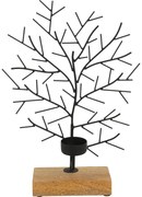 Świecznik na tealight, w kształcie drzewa, metalowy, 32 x 22 cm