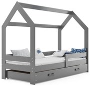 Szare łóżeczko drewniane dla dziecka 80x160 W9-E22