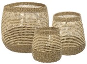 Dekoracyjne kosze do przechowywania z trzciny, plecione, 3 sztuki