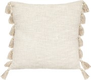 Dekoracyjna Poduszka Biała Iwory 50x50cm z Pomponami