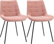 HOMCOM Krzesła Kuchenne 2 szt Retro Aksamitne Różowe Eleganckie Wygodne | Aosom PL