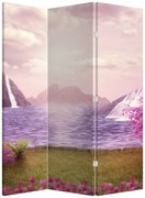 Parawan - Różowe drzewa z jeziorem (126x170 cm)